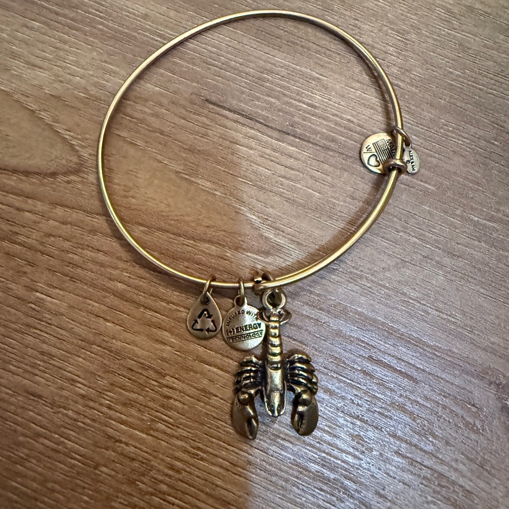 Gold Lobster Charm Bangle Bracelet